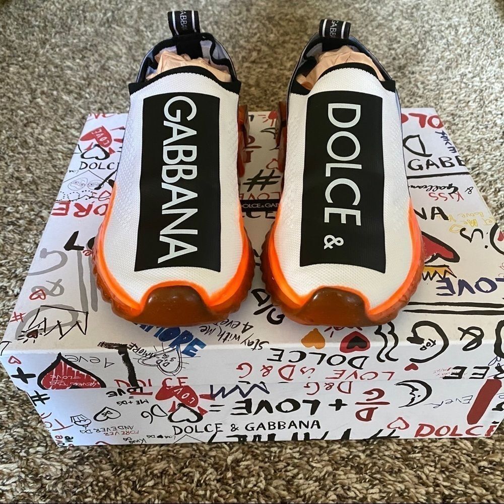 Limited-Edition D&G Dolce Gabbana White Orange Sorrento MELT Sneakers EU 39 NWT - Picture 9 of 15